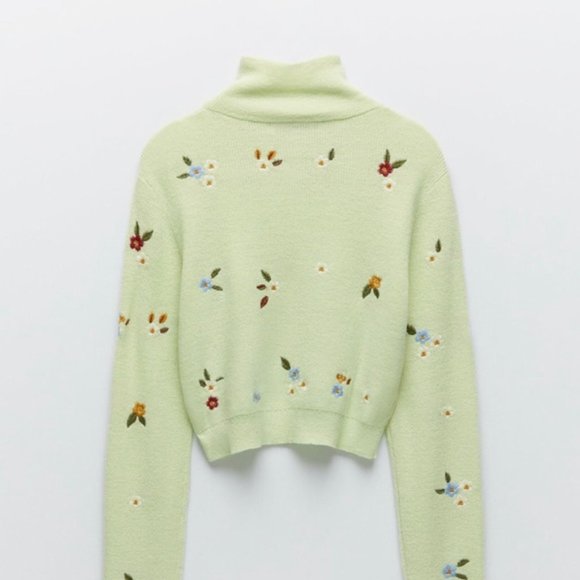 NWOT ZARA Floral Embroidery Knit Sweater - Picture 7 of 8